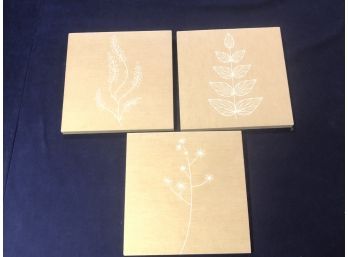 Set Of Three West Elm Leaf Canvas Wall Art