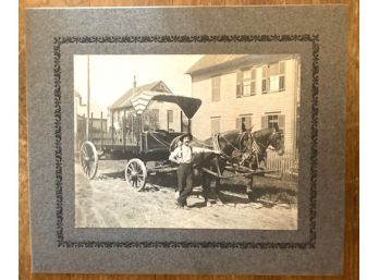PHOTOGRAPH OF 'M.N Conger, Worcester, Mass.' MAN And HIS HORSE DRAWN WAGON