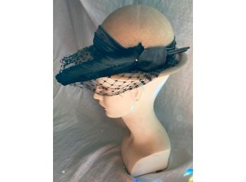 Wicked Cool Ladies Hat With Band, Feather And Netting