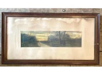 Framed 1904 Print Of A Country Road With Fences, National Art Co.