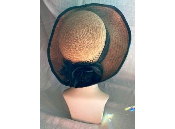 Country Girl Sraw Hat With Turned Up Brim And Bow