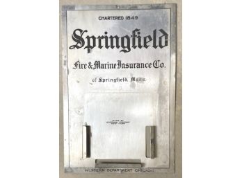 Sign 'SPRINGFIELD FIRE & MARINE INSURANCE COO.' Of Springfield, Massachusetts