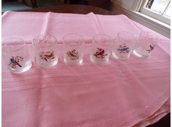 Lot Of 6 Hummingbird Water Glasses