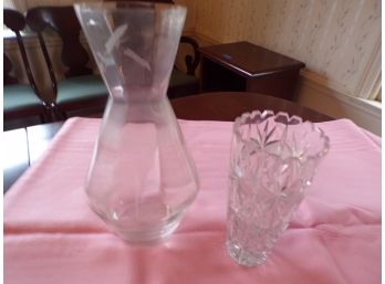 Two Glass Vases Both Floral Design