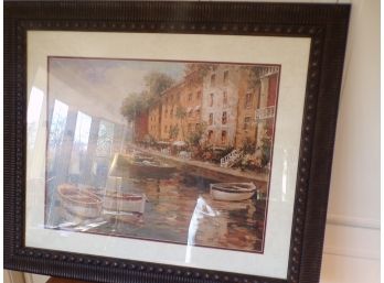 Very Nice Large Mediterranean Print In Wood Frame