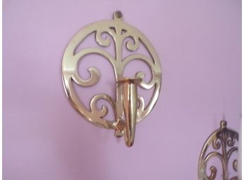 Pair Brass Wall Candle Holders