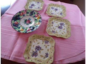 Lot Of 4 Floral Dishes And A Decorative Plate