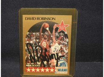 Autographed David Robinson 1990 Hoops Basketball Card