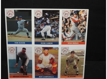 Uncut Sheet Of Hall Of Famers Cards