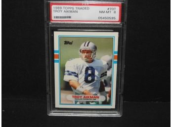 Graded NM MINT 1989 Topps Troy Aikman ROOKIE Football Card