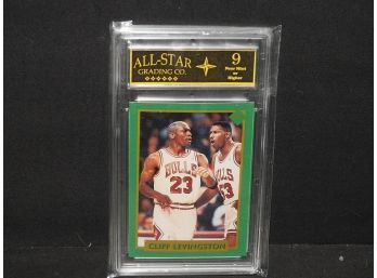 Graded NEAR MINT Michael Jordan And Cliff Levingston Basketball Card