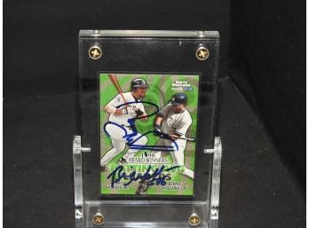 Autographed Bernie Williams And Larry Walker Baseball Card In Acrylic Screw Down Frame