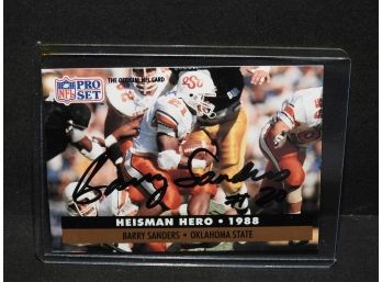 Autographed Barry Sanders 1991 Pro Set Football Card