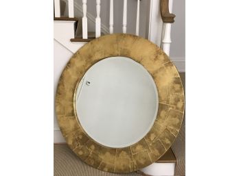 Fantastic Large 4 Ft Round Gold Leaf Beveled Mirror