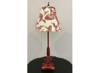 Charming Red Lamp With Bee And Leaf Motif Shade