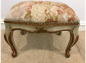 Plush Custom Upholstered And Painted Vanity Bench With Nailhead Trim