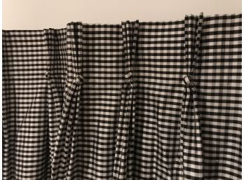 Pair Of Custom Made Black And White Check Drapery Panels With Rod And Rings