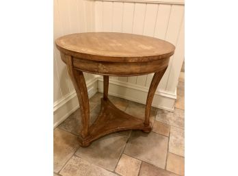 Round Wooden Table With Unique Distressed Look