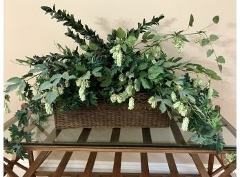 Beautiful 4 Ft Long Basket Full Of Faux Greenery