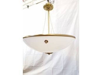 Four Bulb Louis Baldinger & Son's Brass And Alabaster Pendant Hanging Light Fixture