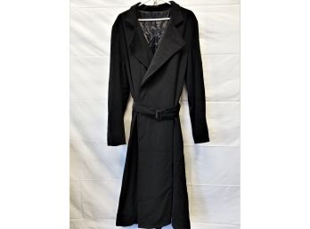 Women's Georgio Armani Collezioni Nylon Black Belted Full Length Trench Coat Size L - Made In Italy