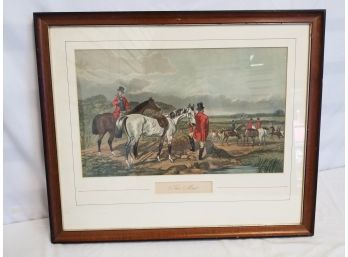 Vintage Framed And Matted Lithograph Print Fox Hunt 'The Meet' By William Slayer