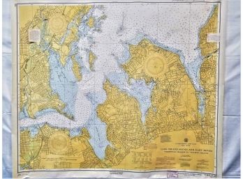 Vintage  Long Island Sound And The East River Nautical Map  #1