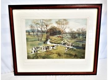 Vintage Framed & Matted Lithograph 'A Hot Scent' Fox Hunting Scene By G. D.  Rowlandson