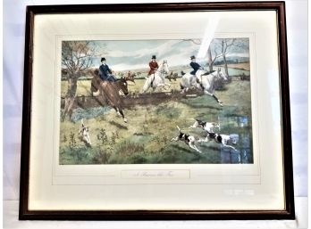 Vintage Framed And Matted Lithograph Print 'a Business Like Trio' By G.D. Rowlandson