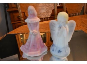 Fenton Hand Painted Angel And Lady
