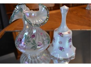 Fenton Hand Painted Vase And Bell