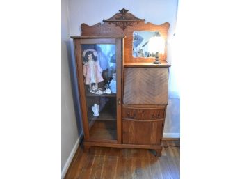 Antique Victorian Side By Side Secretary With Bookcase/Curio