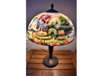 Thomas Kinkade Reverse Painted Table Lamp 'New Day Dawning'