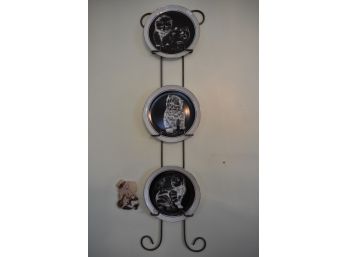 Limited Edition Cat Collector Plates And Plate Rack Lot 1