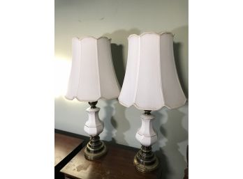 Pair Of Ceramic And Metal Like Lamps 33' See Pictures Some Scratches