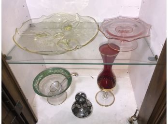 Lot Of Depression Colored Assorted Glassware