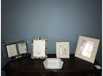 Lot Of 5 Picture Frames And A Catchall Tray/ Dish - Lenox, Wedgewood Etc.