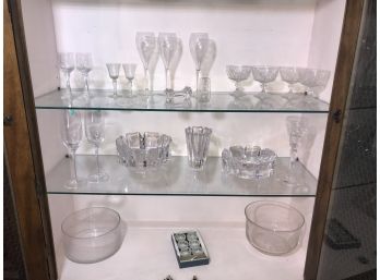 Tiffany, Orrefors Crystal And Glass Candy Dishes,  Stemmed Glasses And Vase