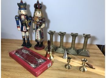 Wallace Silversmith Holiday Salad Set, 15' Nutcrackers 6' Pillar Style Candlesticks