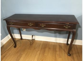 Queen Anne Style Cherry Colored Console/ Entry/ Accent Table With 2 Drawers 52x16x29