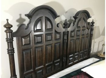 Queen Bed 'Mahogany Like Wood' Heavy Headboard (Linens And Mattress Optional)