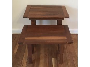 Set Of Two Teak Square Tables