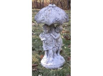 Massarelli Concrete Boy & Girl Umbrella Fountain Top Or Planter