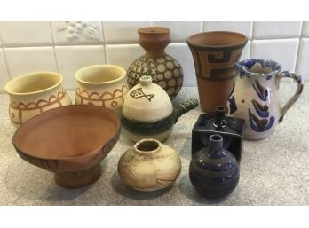 Lot Of Ecuadorian & Mexican Pottery, 10 Pieces