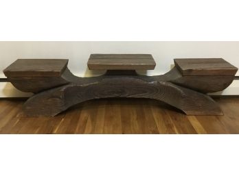 Antique Solid Carved 3 Seat Wooden, Trunk Bench