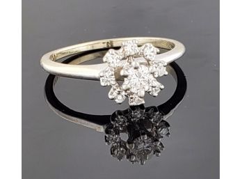 14k White Gold Halo Style Diamond Ring