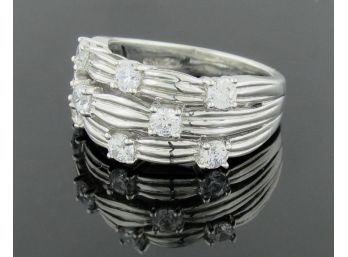 Rhodium Plated Sterling Silver CZ Ring