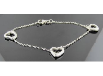 Sterling Silver Three Heart Bracelet