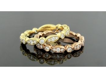 18K Yellow & Rose Gold Stackable Diamond Rings