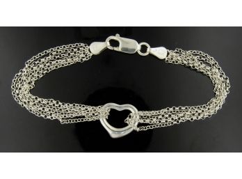 Sterling Silver Multi Chain Heart Bracelet